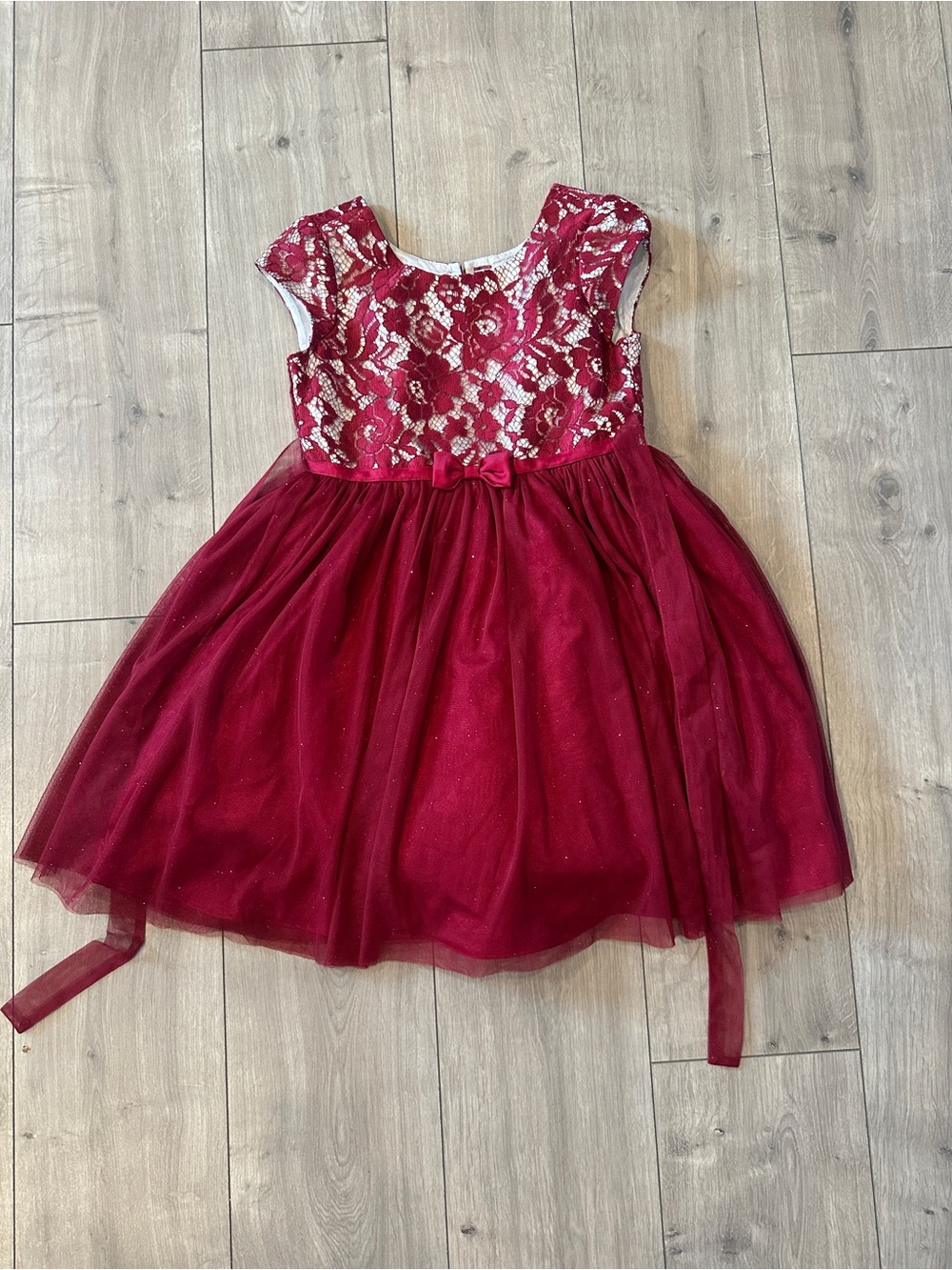 Jona Michelle Girls Size 8 Burgundy Lace Tulle Holiday Party Dress